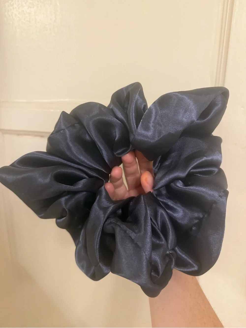 JUMBO Satin Silk Scrunchie - Grey Midnight